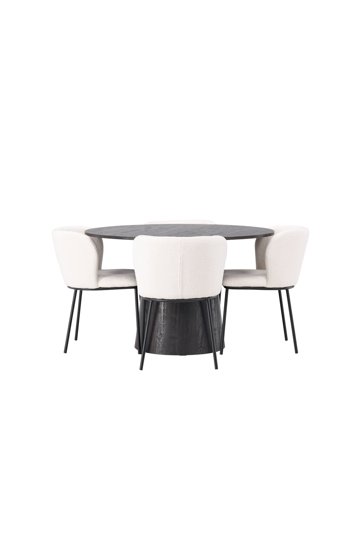 Lanzo Matbord med Edina Stolarna – Bord: ⌀120 Stol: 56x76x55