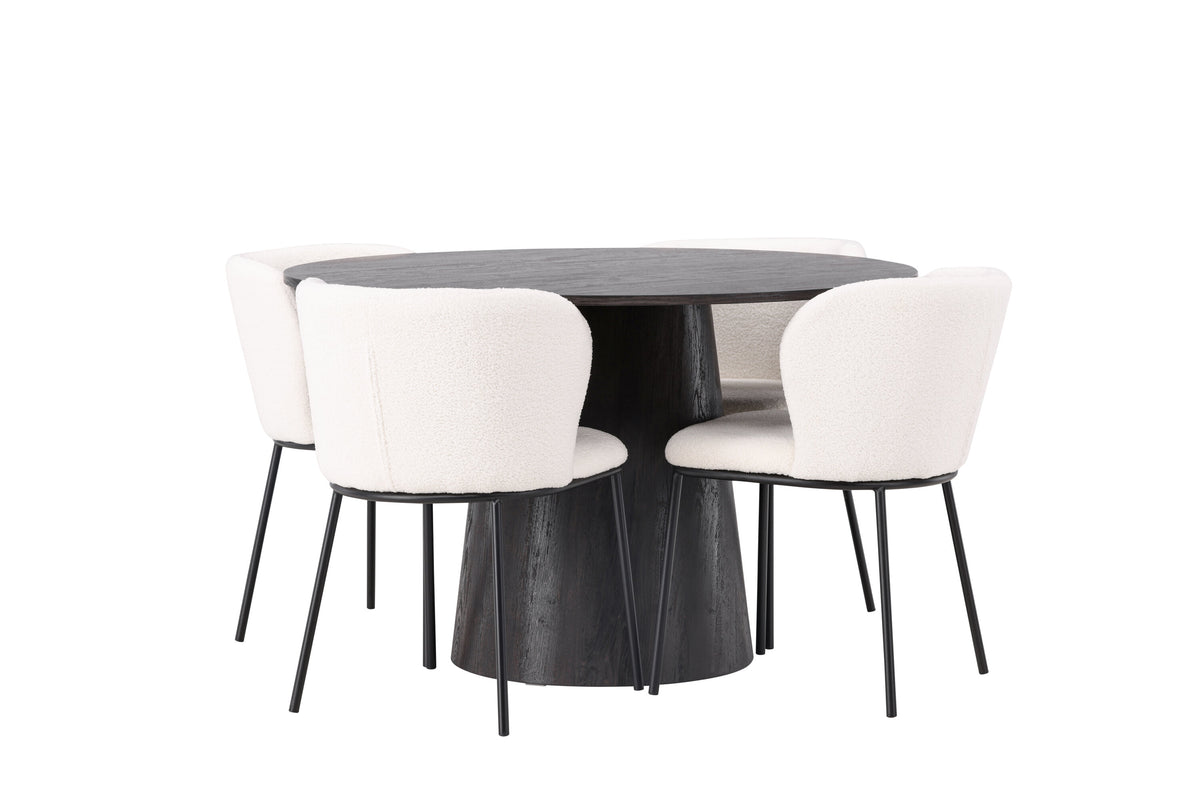 Lanzo Matbord med Edina Stolarna – Bord: ⌀120 Stol: 56x76x55