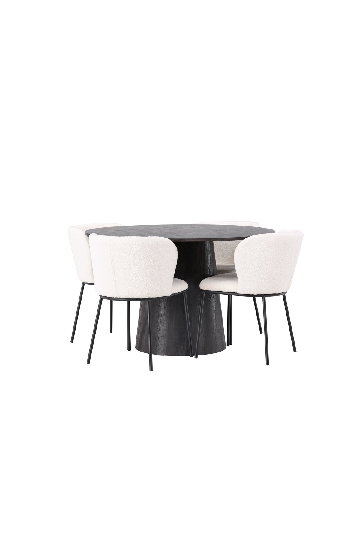 Lanzo Matbord med Edina Stolarna – Bord: ⌀120 Stol: 56x76x55