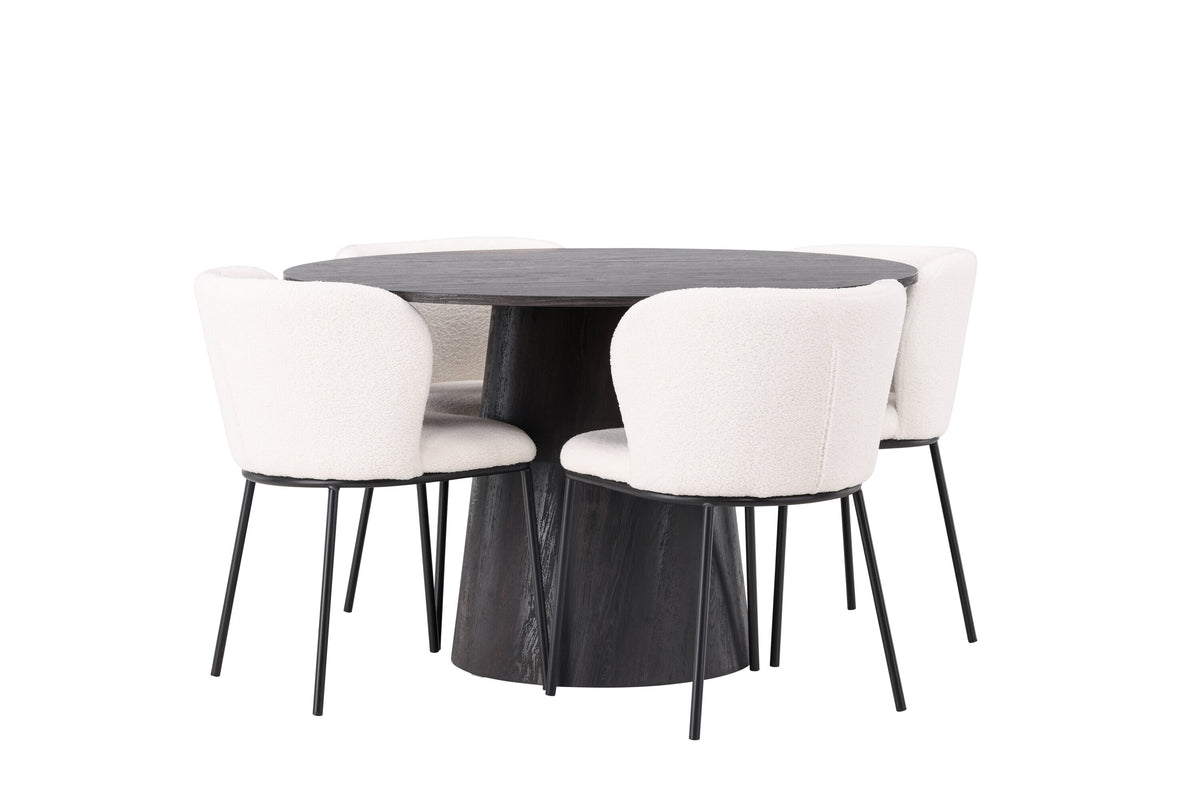 Lanzo Matbord med Edina Stolarna – Bord: ⌀120 Stol: 56x76x55