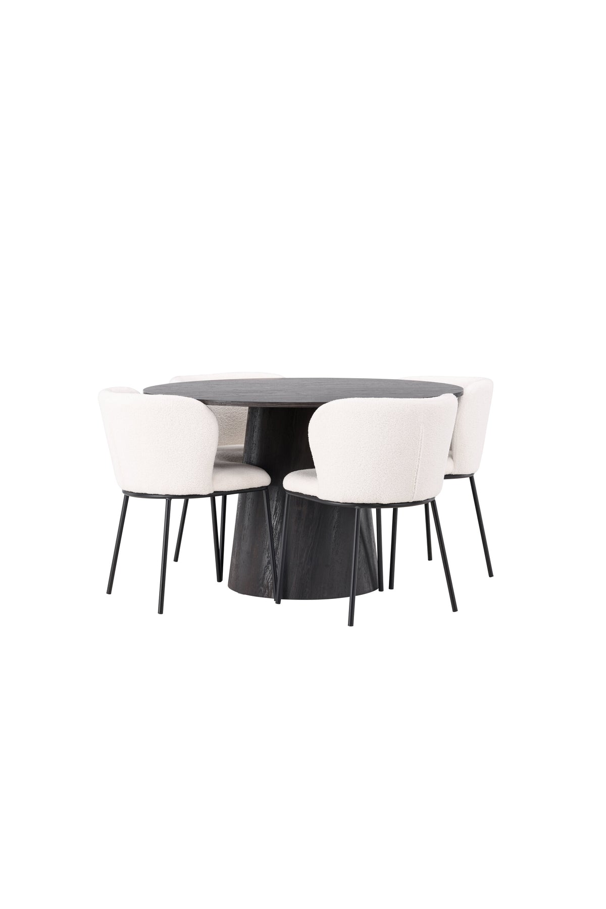 Lanzo Matbord med Edina Stolarna – Bord: ⌀120 Stol: 56x76x55