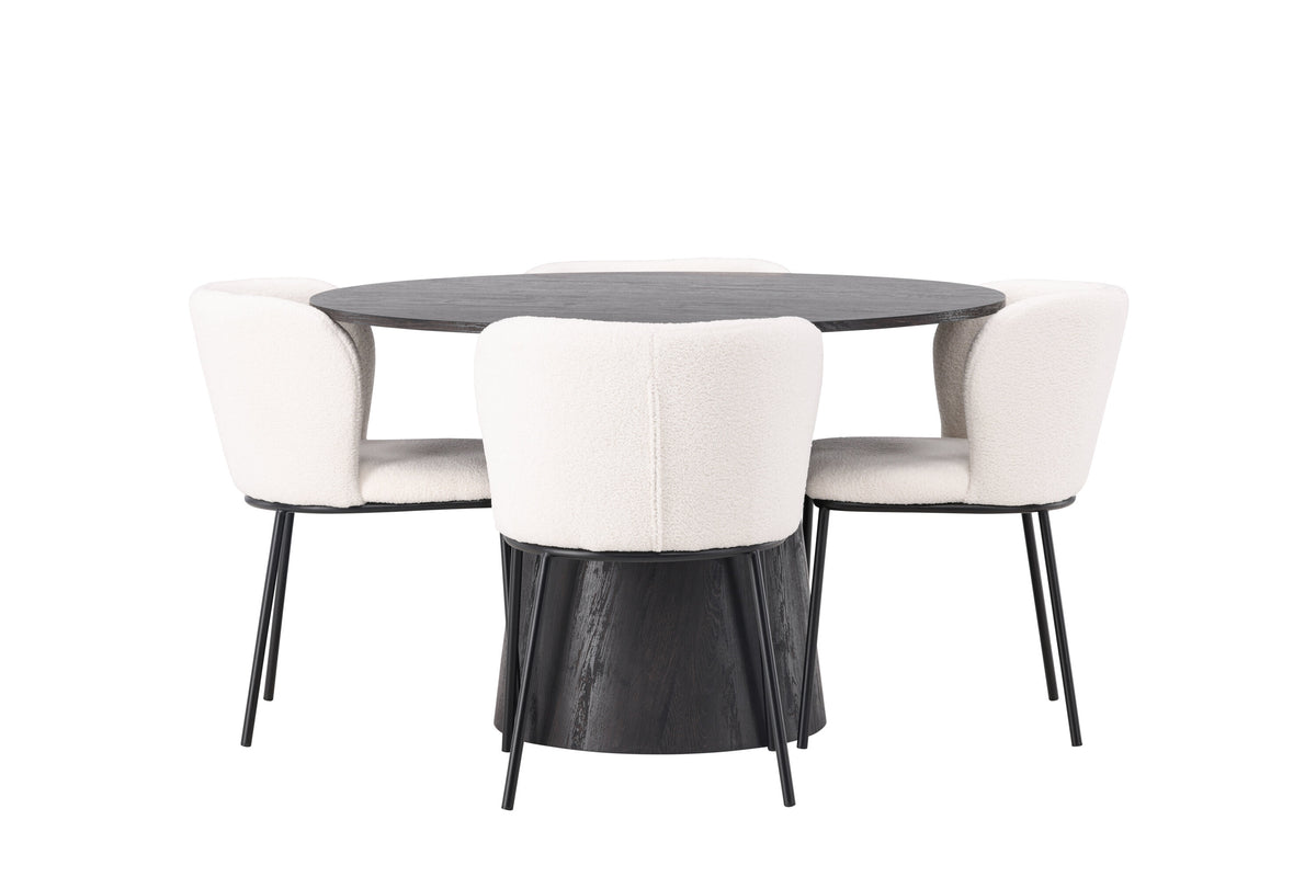 Lanzo Matbord med Edina Stolarna – Bord: ⌀120 Stol: 56x76x55