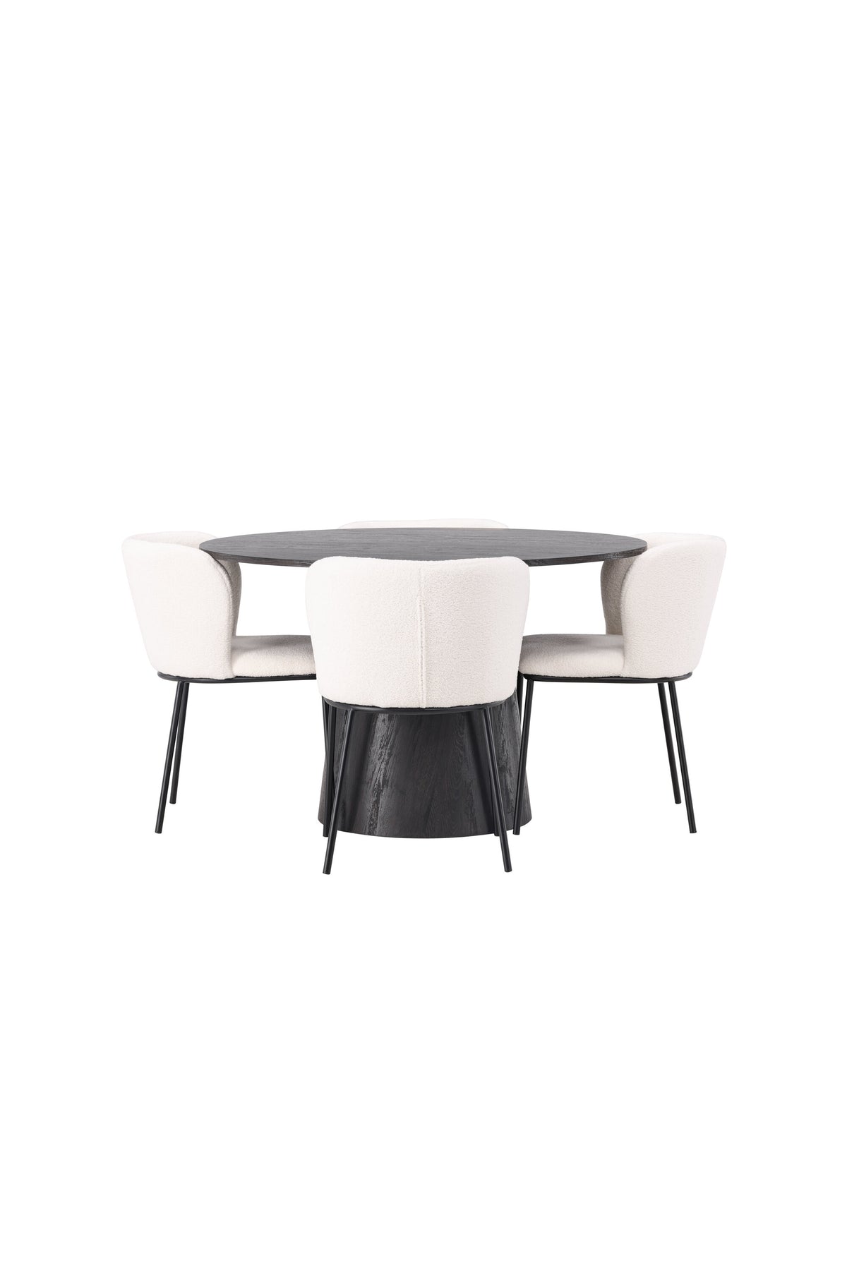 Lanzo Matbord med Edina Stolarna – Bord: ⌀120 Stol: 56x76x55