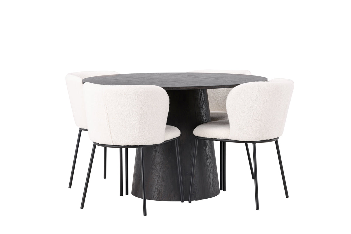 Lanzo Matbord med Edina Stolarna – Bord: ⌀120 Stol: 56x76x55