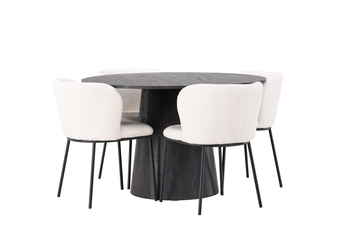 Lanzo Matbord med Edina Stolarna – Bord: ⌀120 Stol: 56x76x55