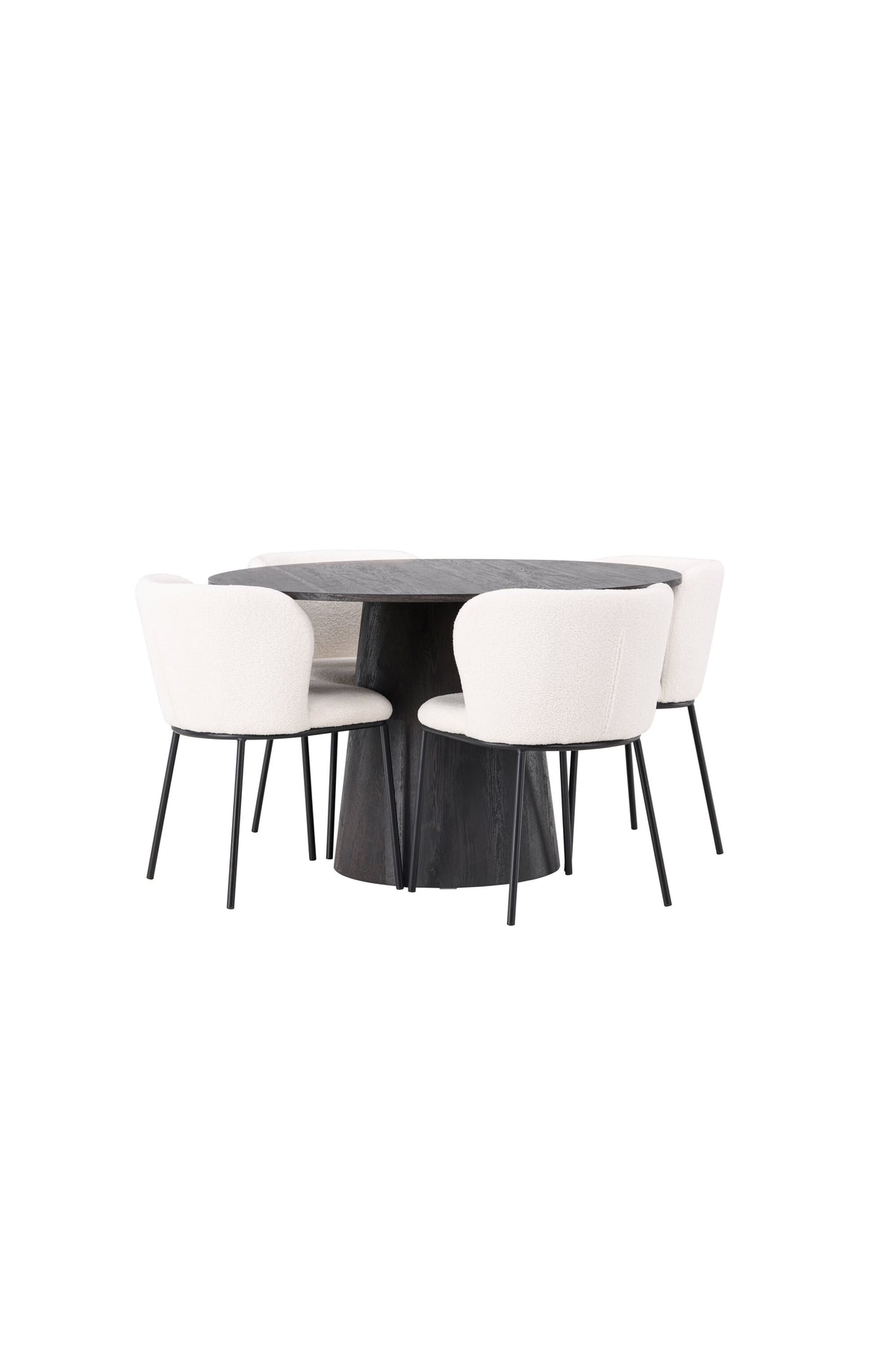 Lanzo Matbord med Edina Stolarna – Bord: ⌀120 Stol: 56x76x55
