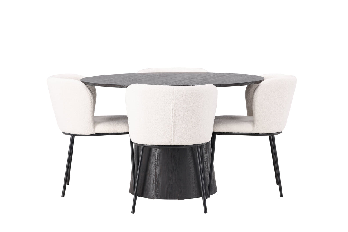 Lanzo Matbord med Edina Stolarna – Bord: ⌀120 Stol: 56x76x55