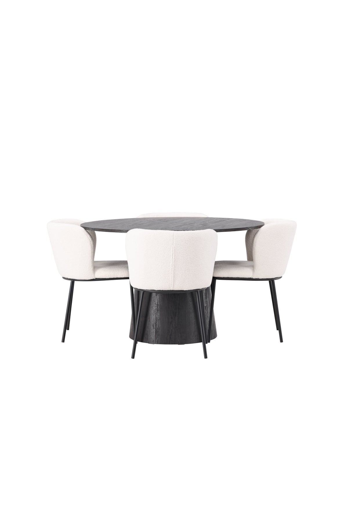 Lanzo Matbord med Edina Stolarna – Bord: ⌀120 Stol: 56x76x55