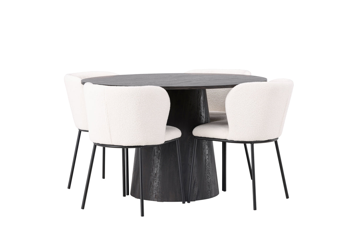 Lanzo Matbord med Edina Stolarna – Bord: ⌀120 Stol: 56x76x55
