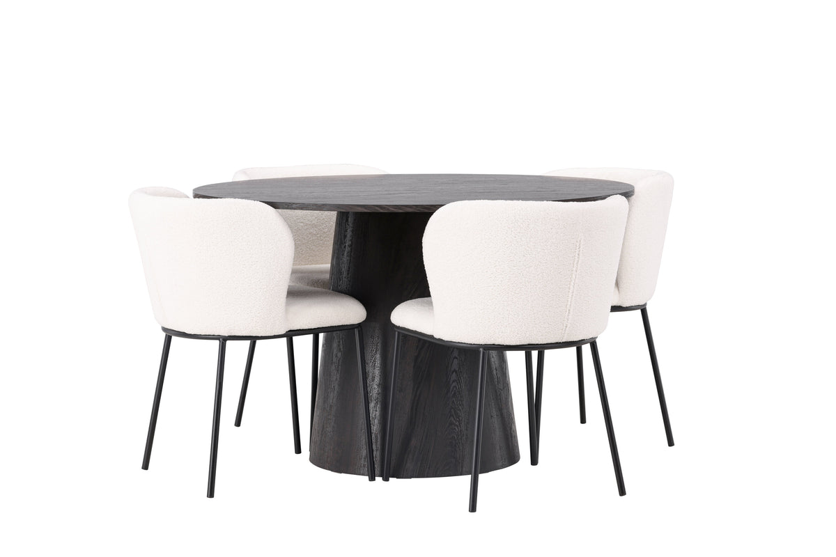 Lanzo Matbord med Edina Stolarna – Bord: ⌀120 Stol: 56x76x55