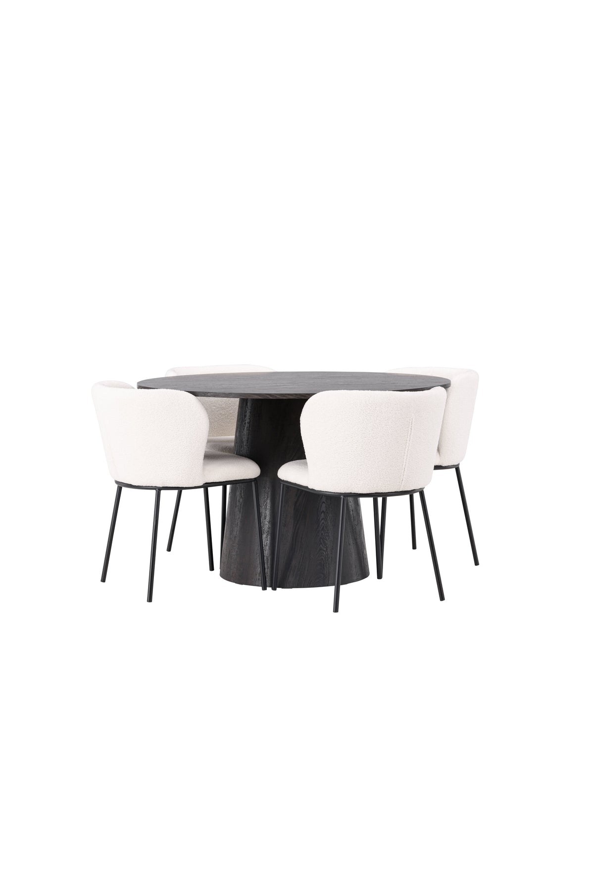 Lanzo Matbord med Edina Stolarna – Bord: ⌀120 Stol: 56x76x55