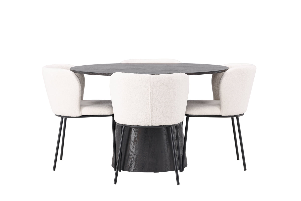 Lanzo Matbord med Edina Stolarna – Bord: ⌀120 Stol: 56x76x55