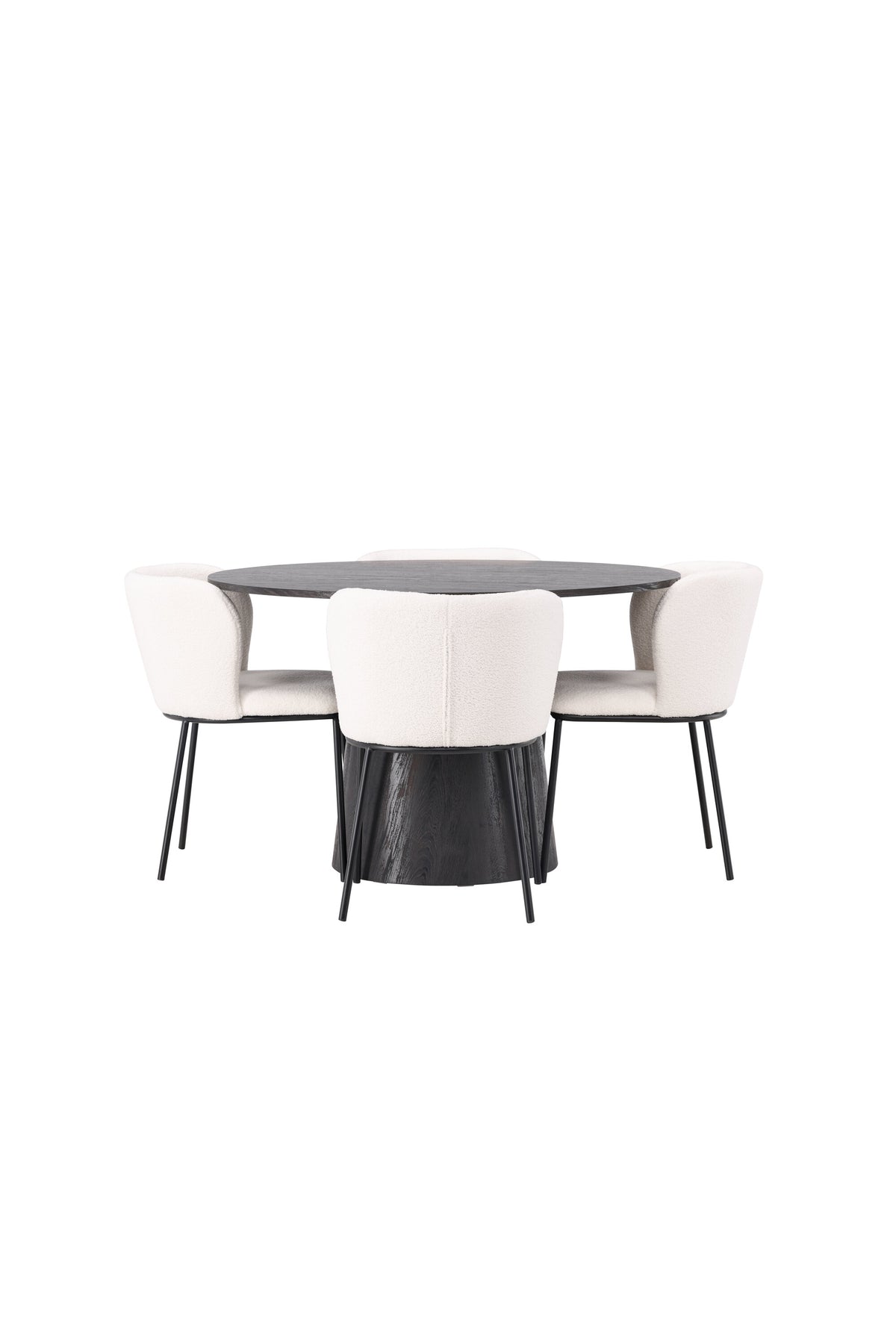 Lanzo Matbord med Edina Stolarna – Bord: ⌀120 Stol: 56x76x55