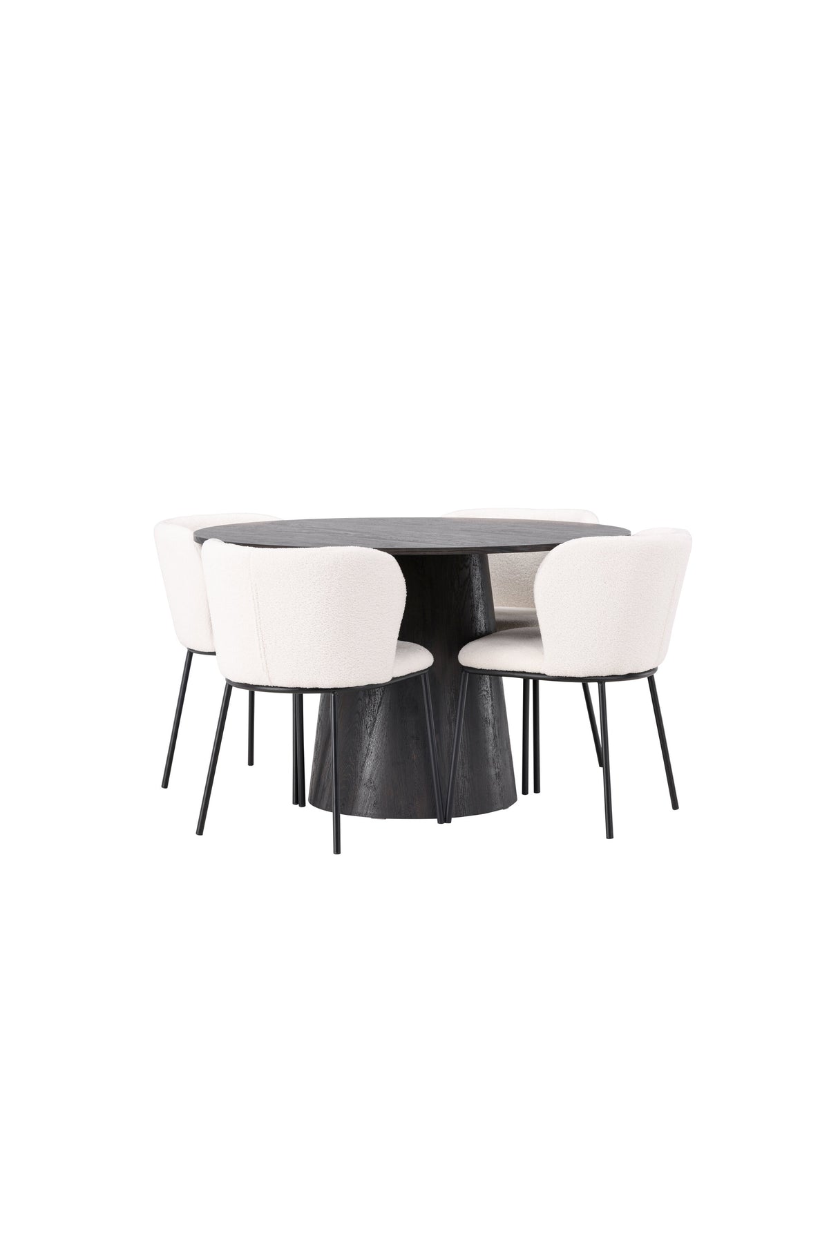 Lanzo Matbord med Edina Stolarna – Bord: ⌀120 Stol: 56x76x55