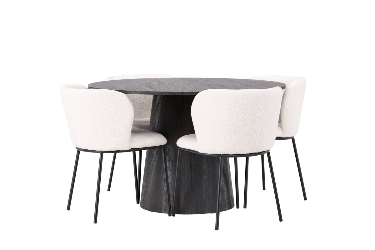 Lanzo Matbord med Edina Stolarna – Bord: ⌀120 Stol: 56x76x55