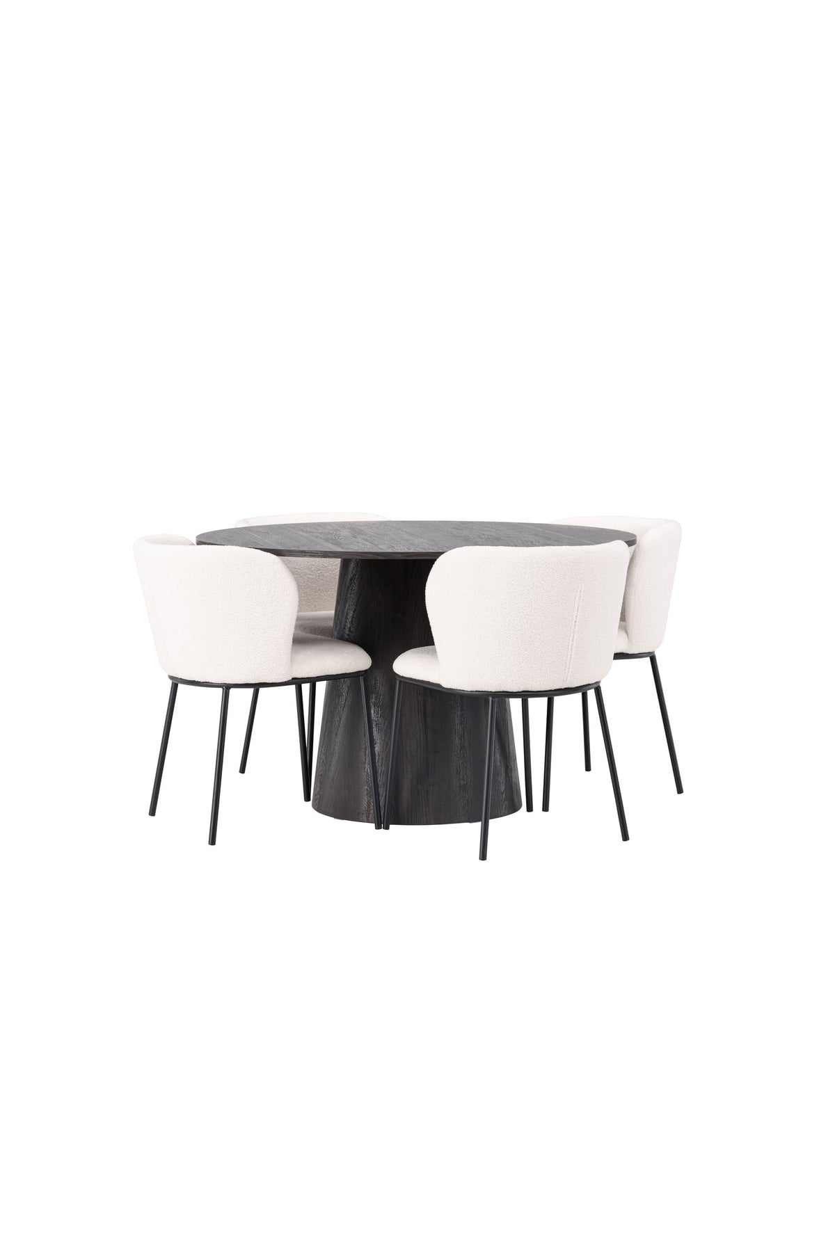 Lanzo Matbord med Edina Stolarna – Bord: ⌀120 Stol: 56x76x55