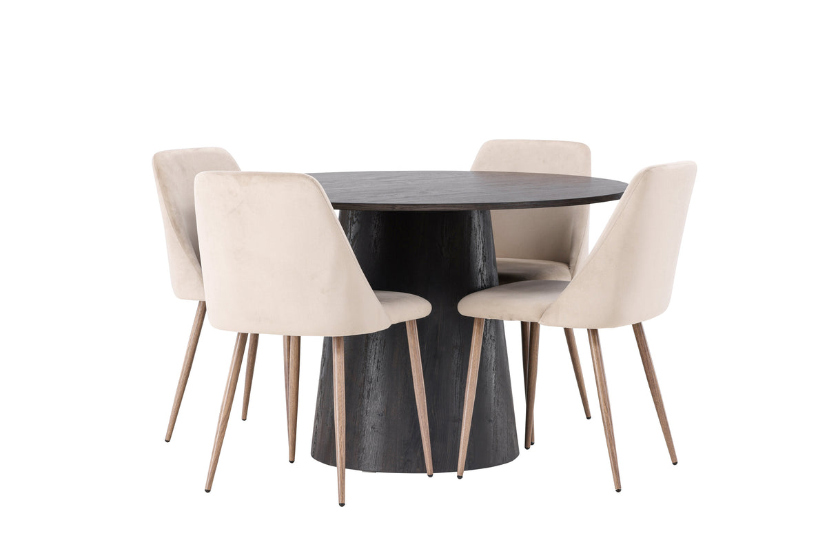 Lanzo Matbord med Night Stolarna – Bord: ⌀120 Stol: 56x87x49