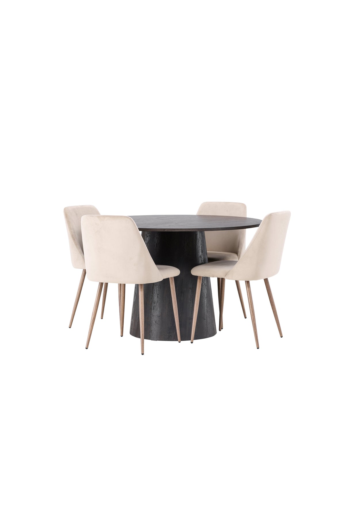 Lanzo Matbord med Night Stolarna – Bord: ⌀120 Stol: 56x87x49