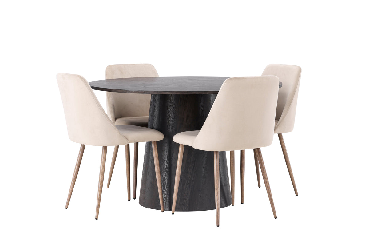 Lanzo Matbord med Night Stolarna – Bord: ⌀120 Stol: 56x87x49