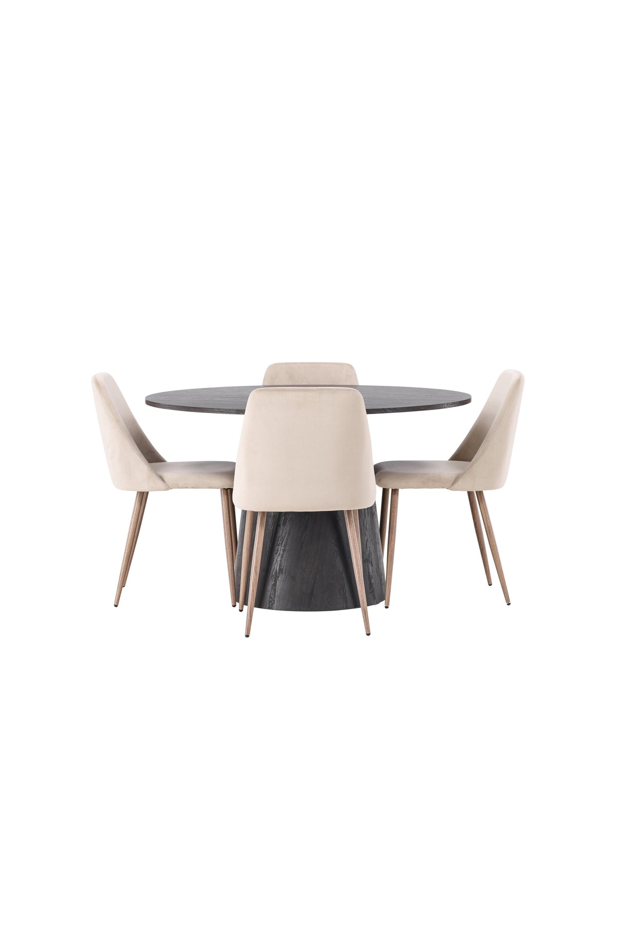Lanzo Matbord med Night Stolarna – Bord: ⌀120 Stol: 56x87x49