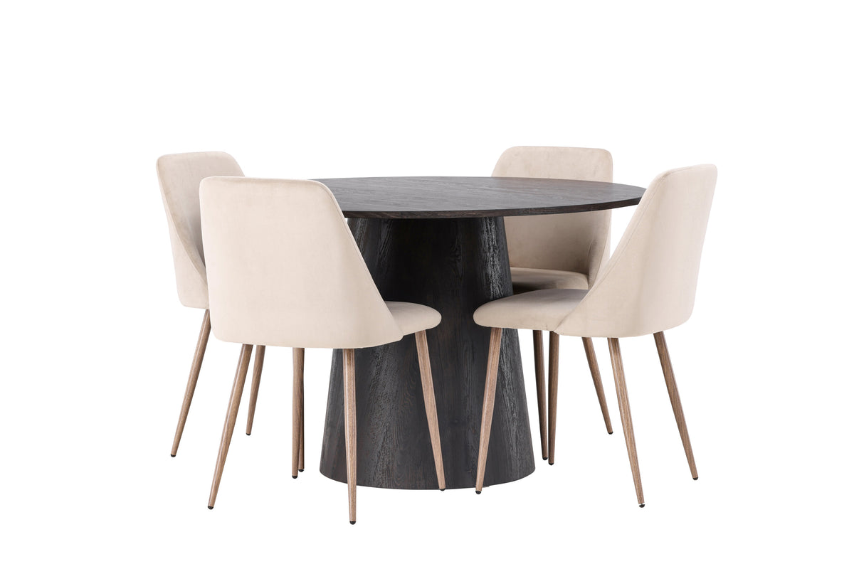 Lanzo Matbord med Night Stolarna – Bord: ⌀120 Stol: 56x87x49
