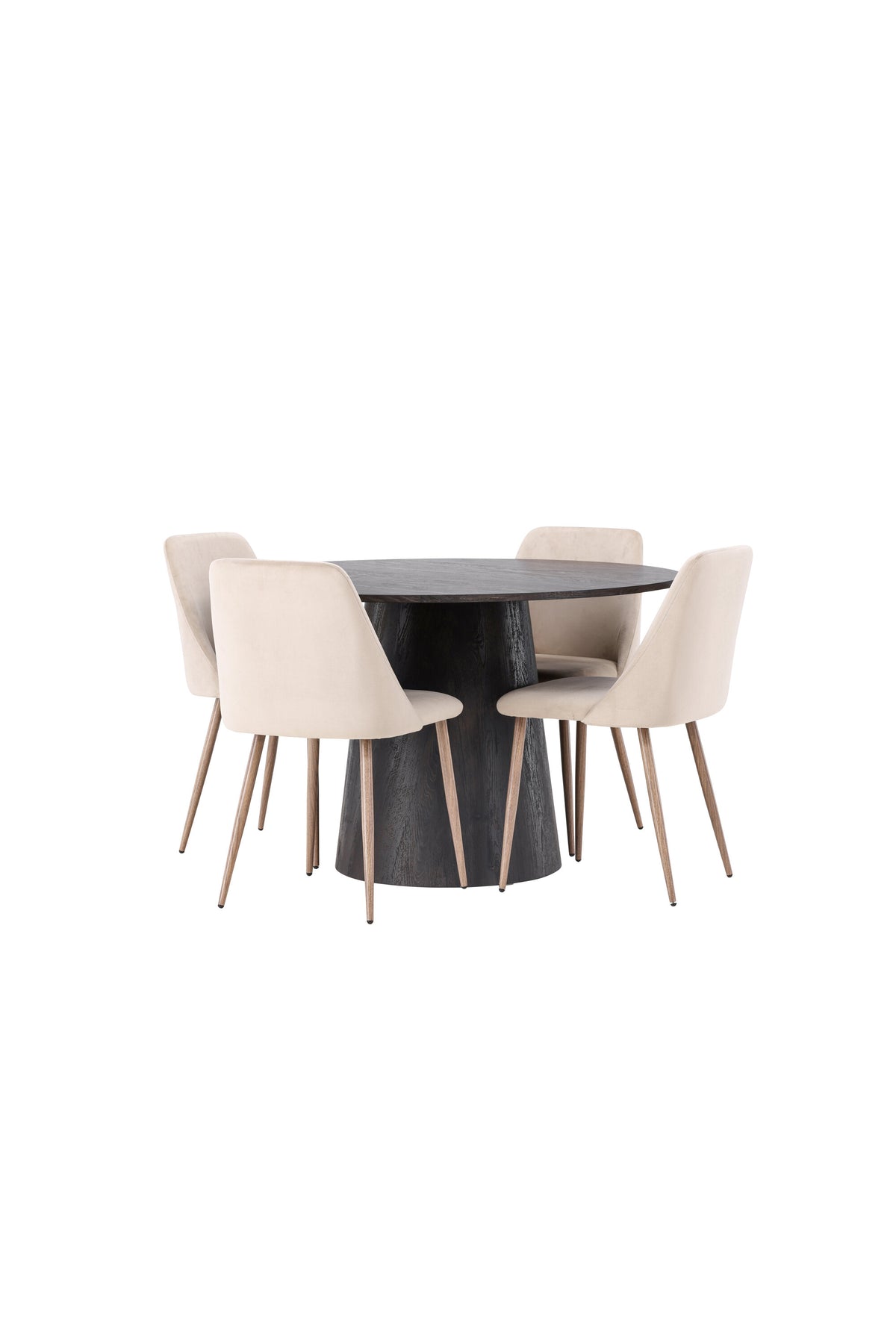 Lanzo Matbord med Night Stolarna – Bord: ⌀120 Stol: 56x87x49