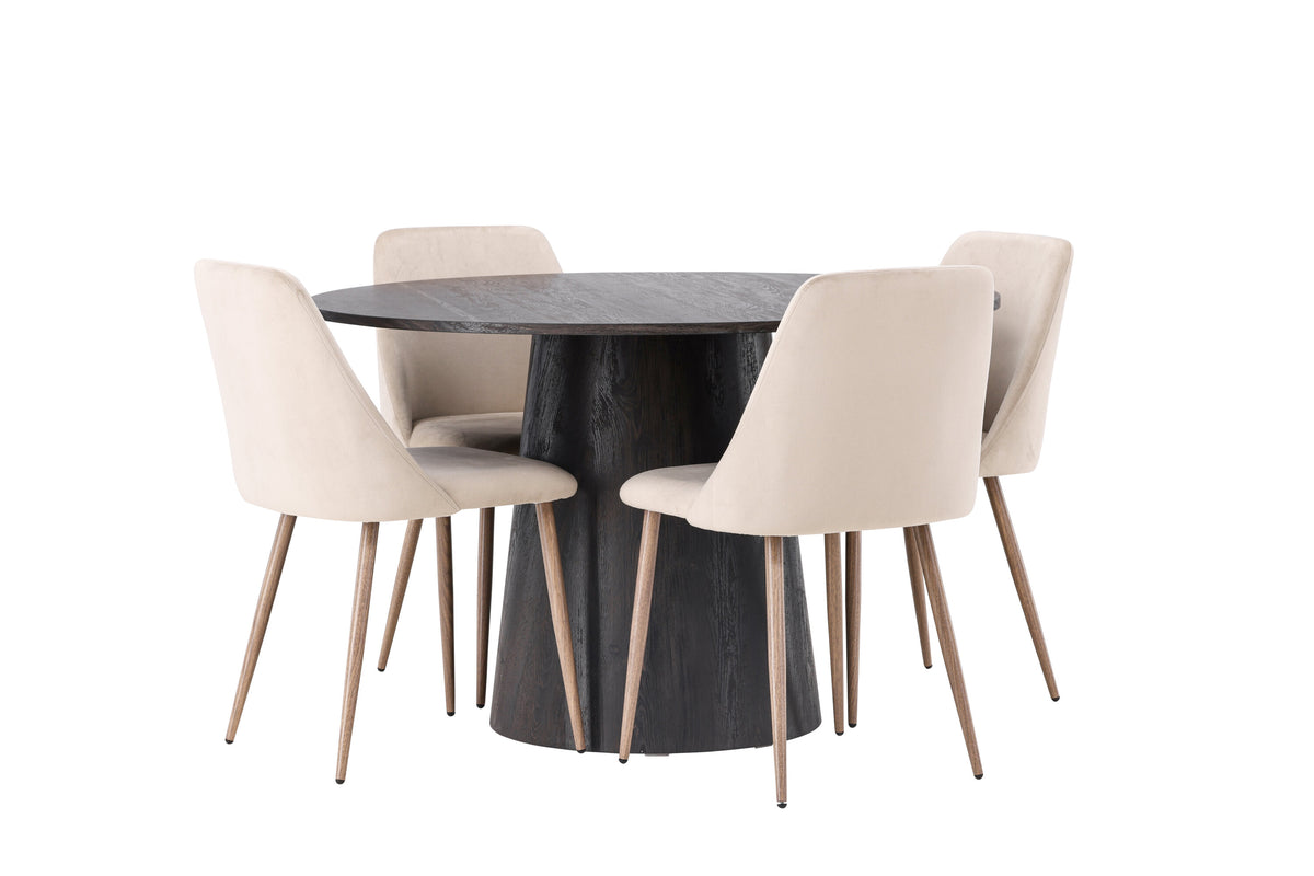 Lanzo Matbord med Night Stolarna – Bord: ⌀120 Stol: 56x87x49