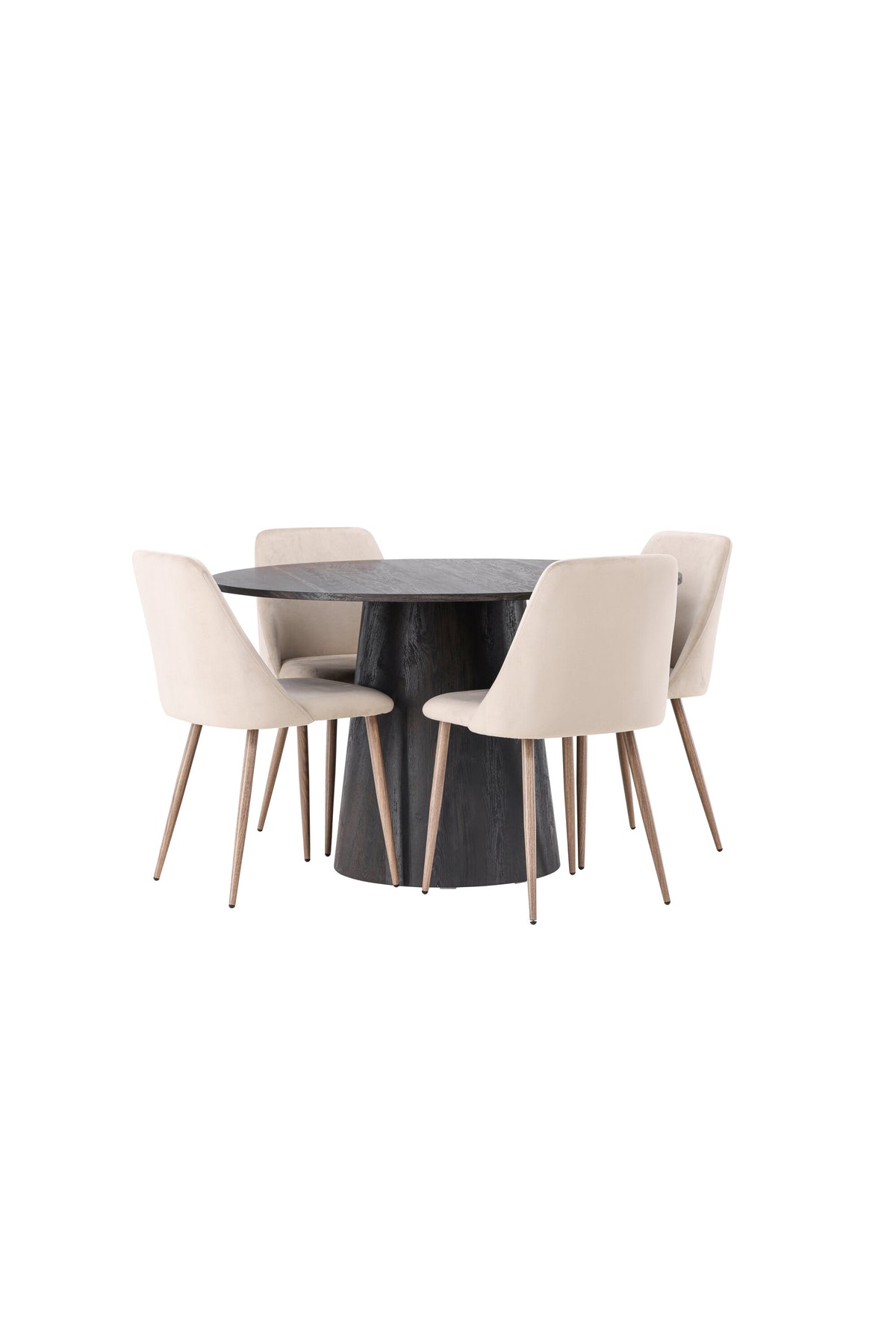 Lanzo Matbord med Night Stolarna – Bord: ⌀120 Stol: 56x87x49