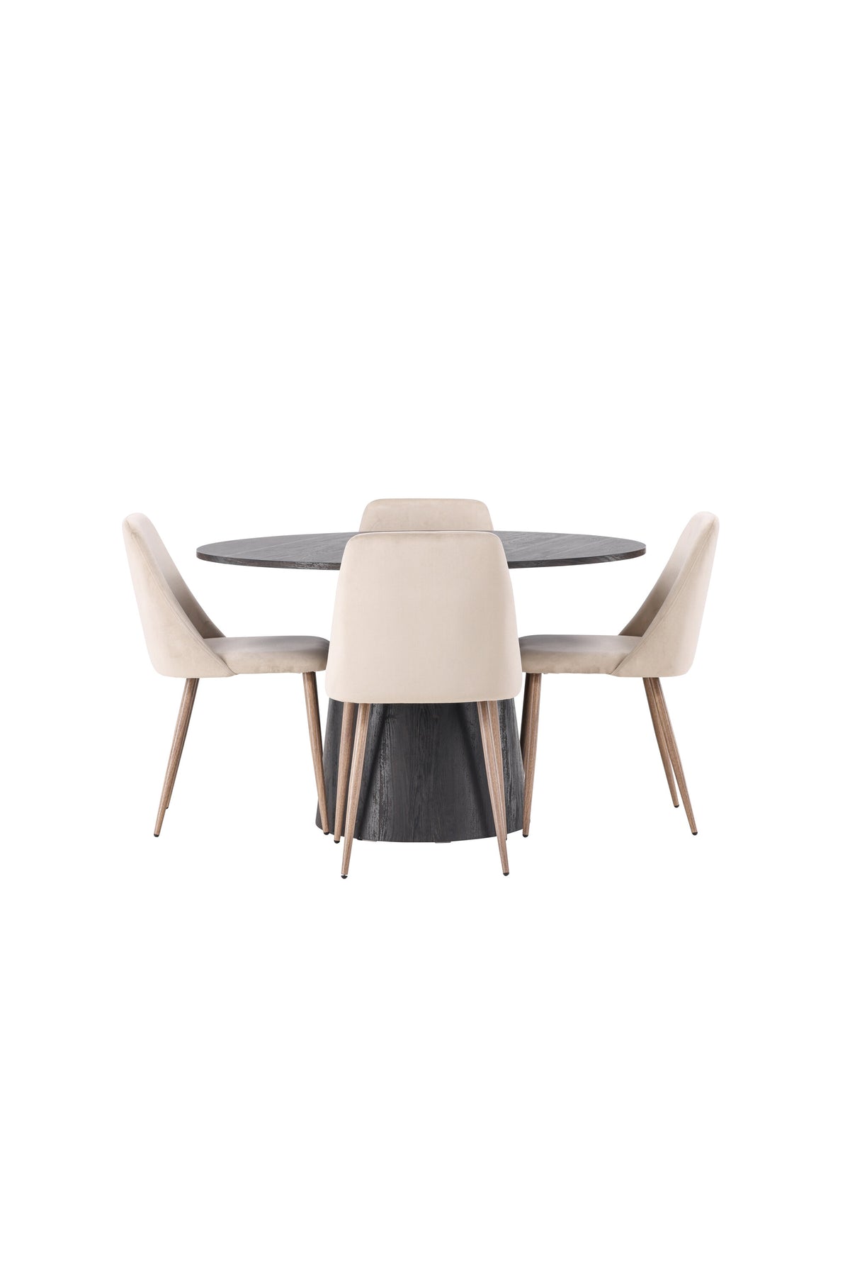 Lanzo Matbord med Night Stolarna – Bord: ⌀120 Stol: 56x87x49