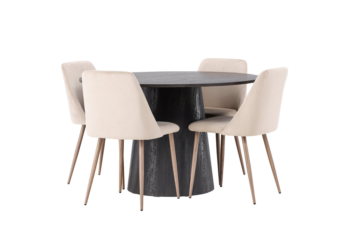 Lanzo Matbord med Night Stolarna – Bord: ⌀120 Stol: 56x87x49
