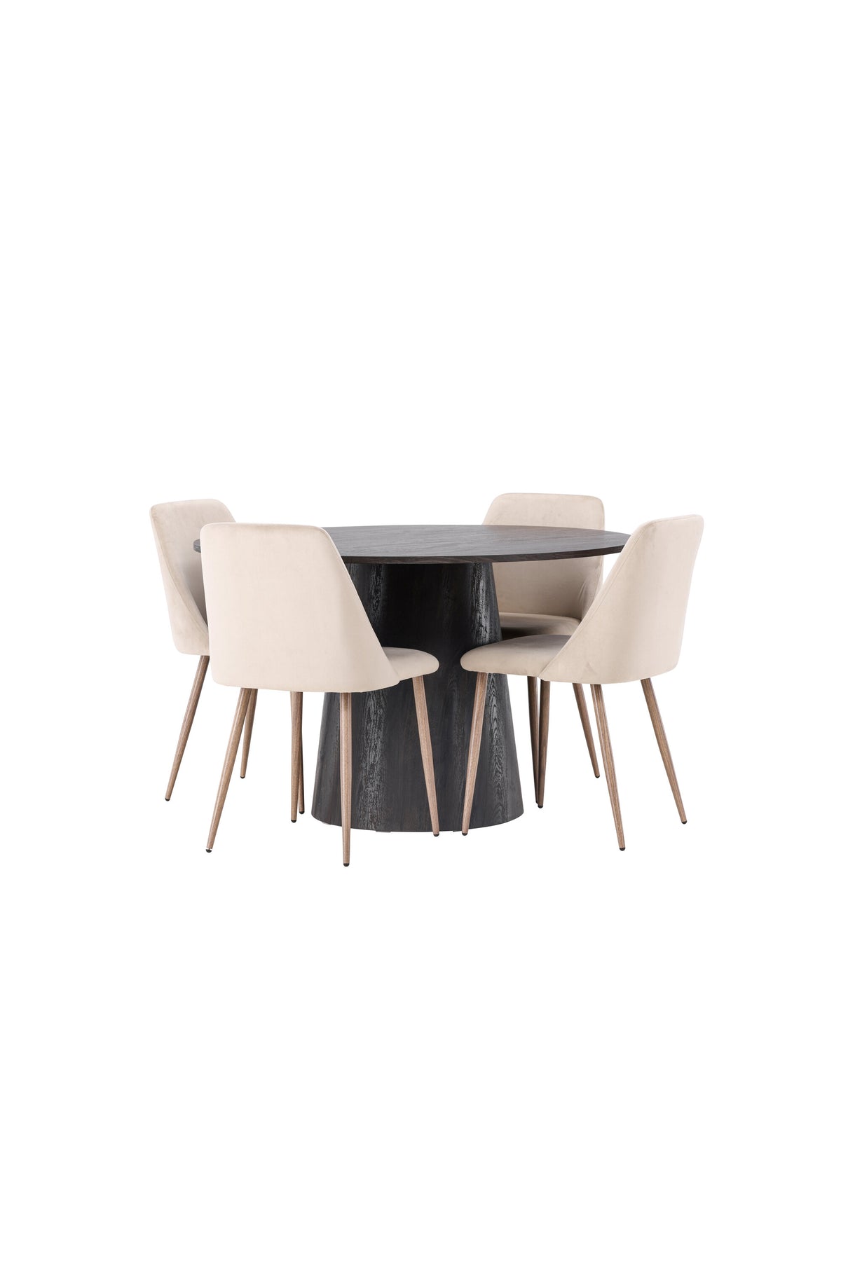 Lanzo Matbord med Night Stolarna – Bord: ⌀120 Stol: 56x87x49