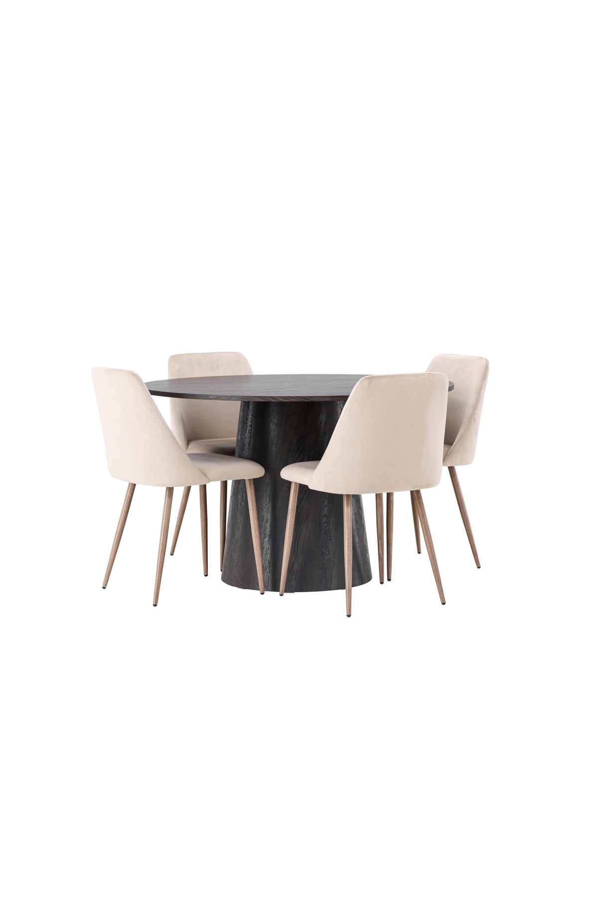 Lanzo Matbord med Night Stolarna – Bord: ⌀120 Stol: 56x87x49