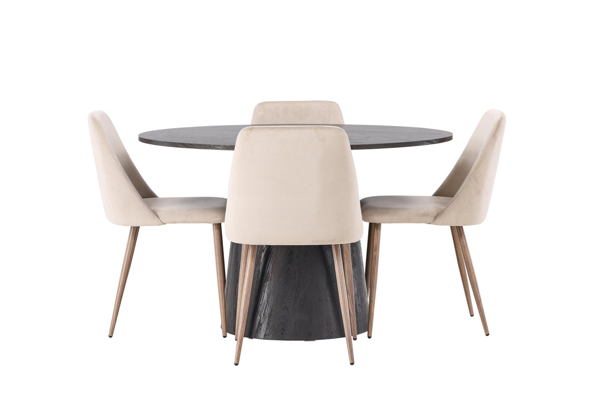 Lanzo Matbord med Night Stolarna – Bord: ⌀120 Stol: 56x87x49