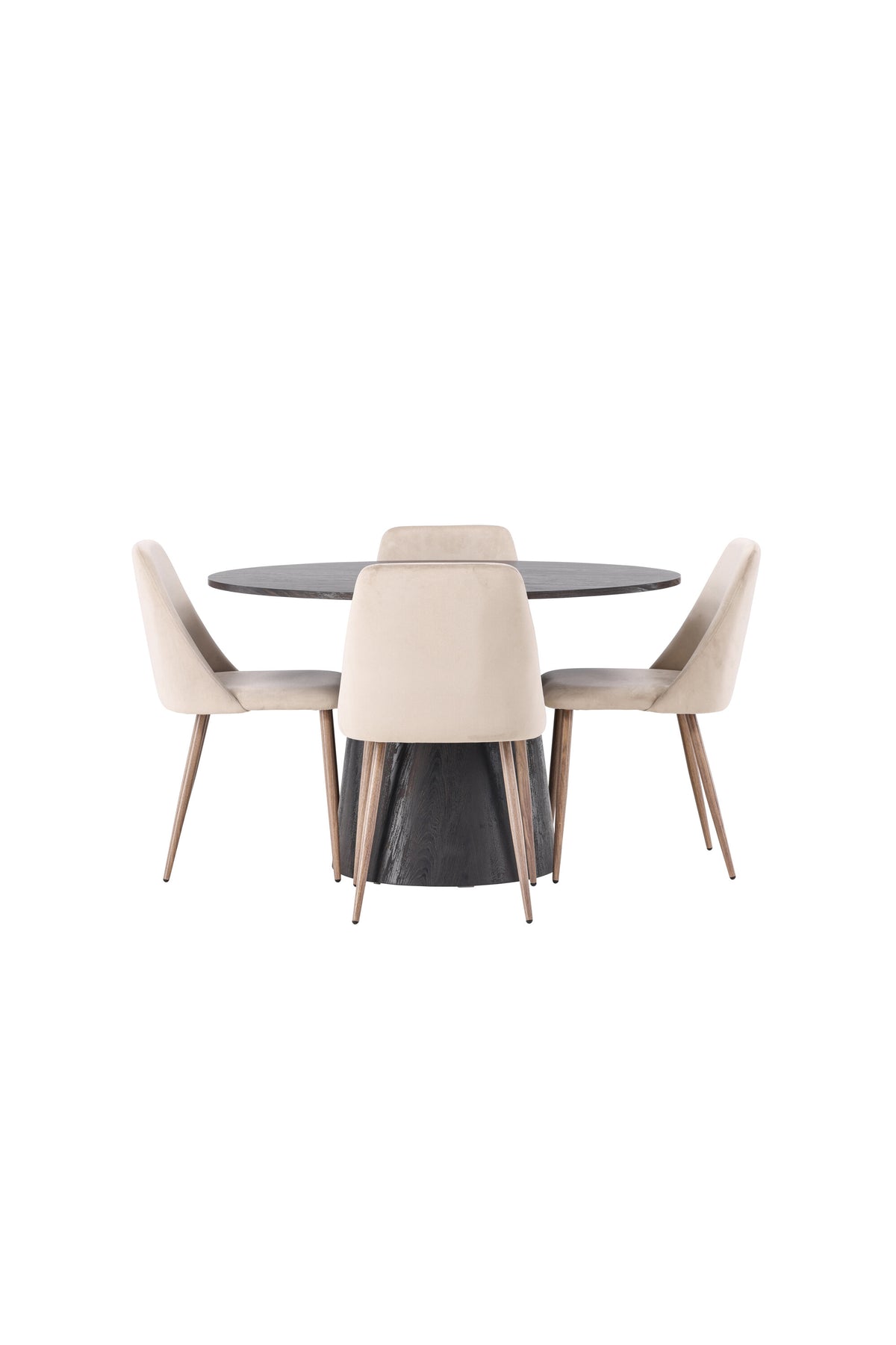 Lanzo Matbord med Night Stolarna – Bord: ⌀120 Stol: 56x87x49