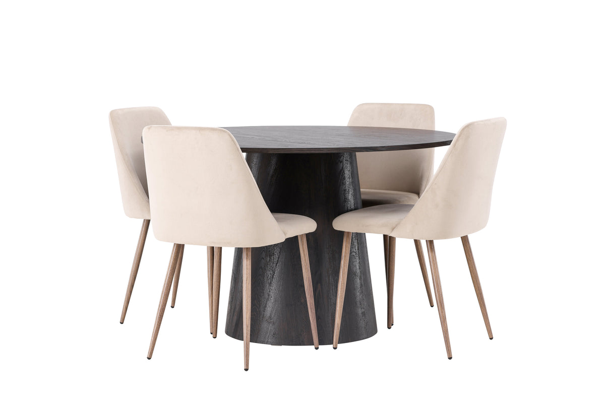 Lanzo Matbord med Night Stolarna – Bord: ⌀120 Stol: 56x87x49
