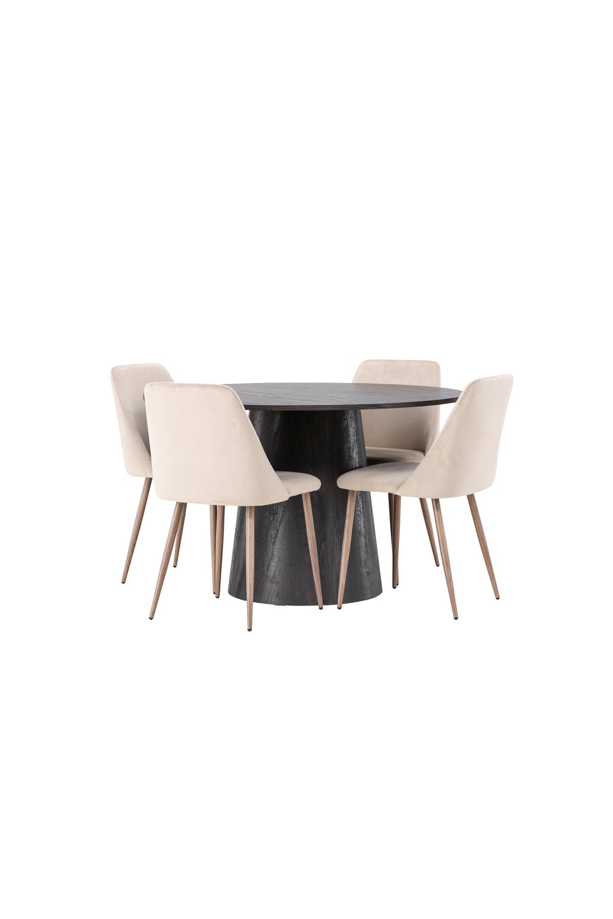 Lanzo Matbord med Night Stolarna – Bord: ⌀120 Stol: 56x87x49