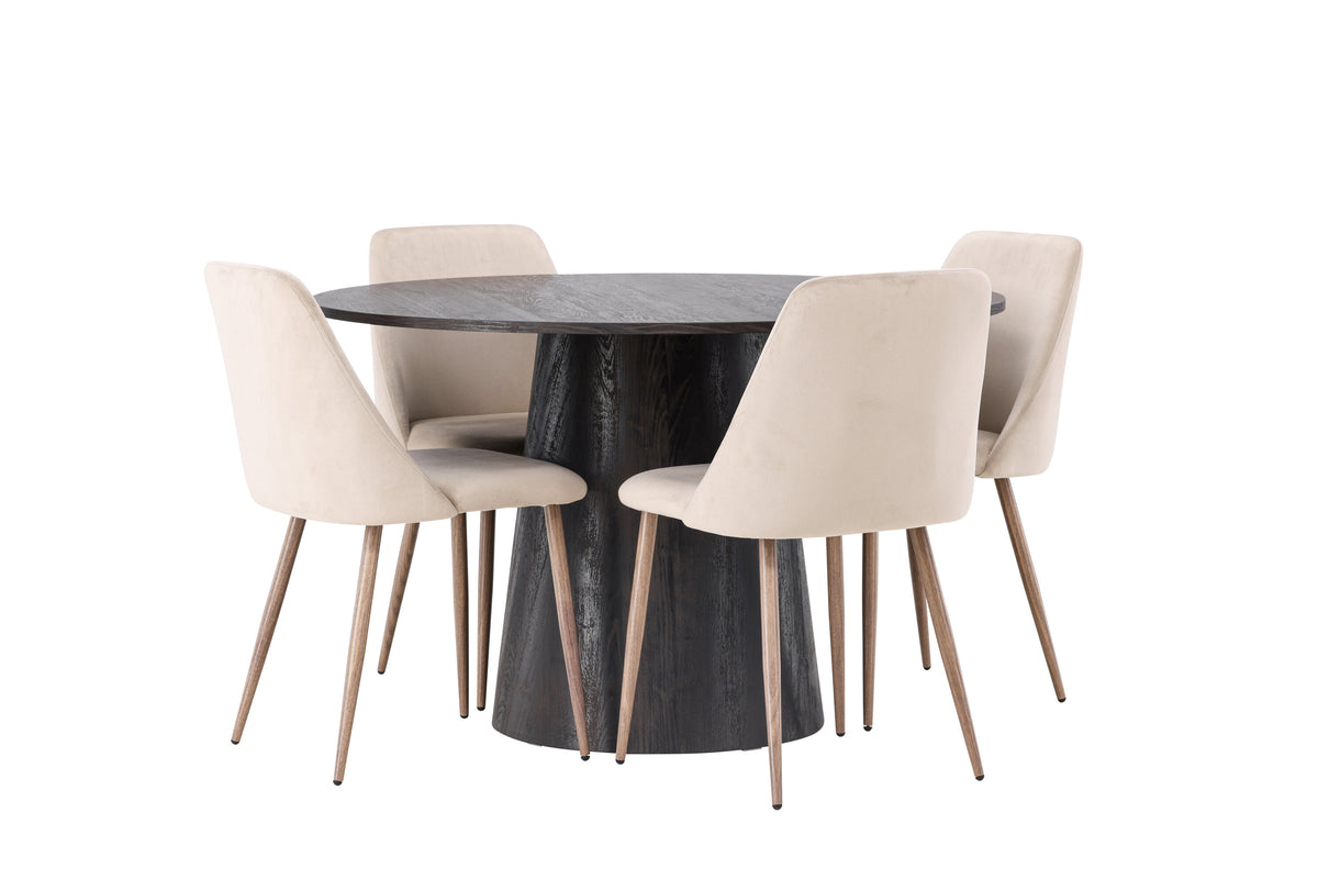 Lanzo Matbord med Night Stolarna – Bord: ⌀120 Stol: 56x87x49