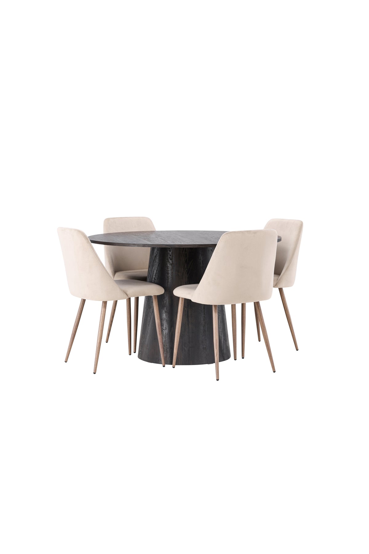 Lanzo Matbord med Night Stolarna – Bord: ⌀120 Stol: 56x87x49