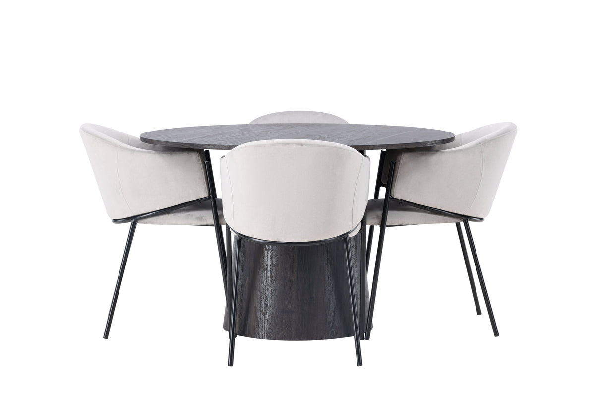Lanzo Matbord med Evelina Stolarna – Bord: ⌀120 Stol: 62x80x54