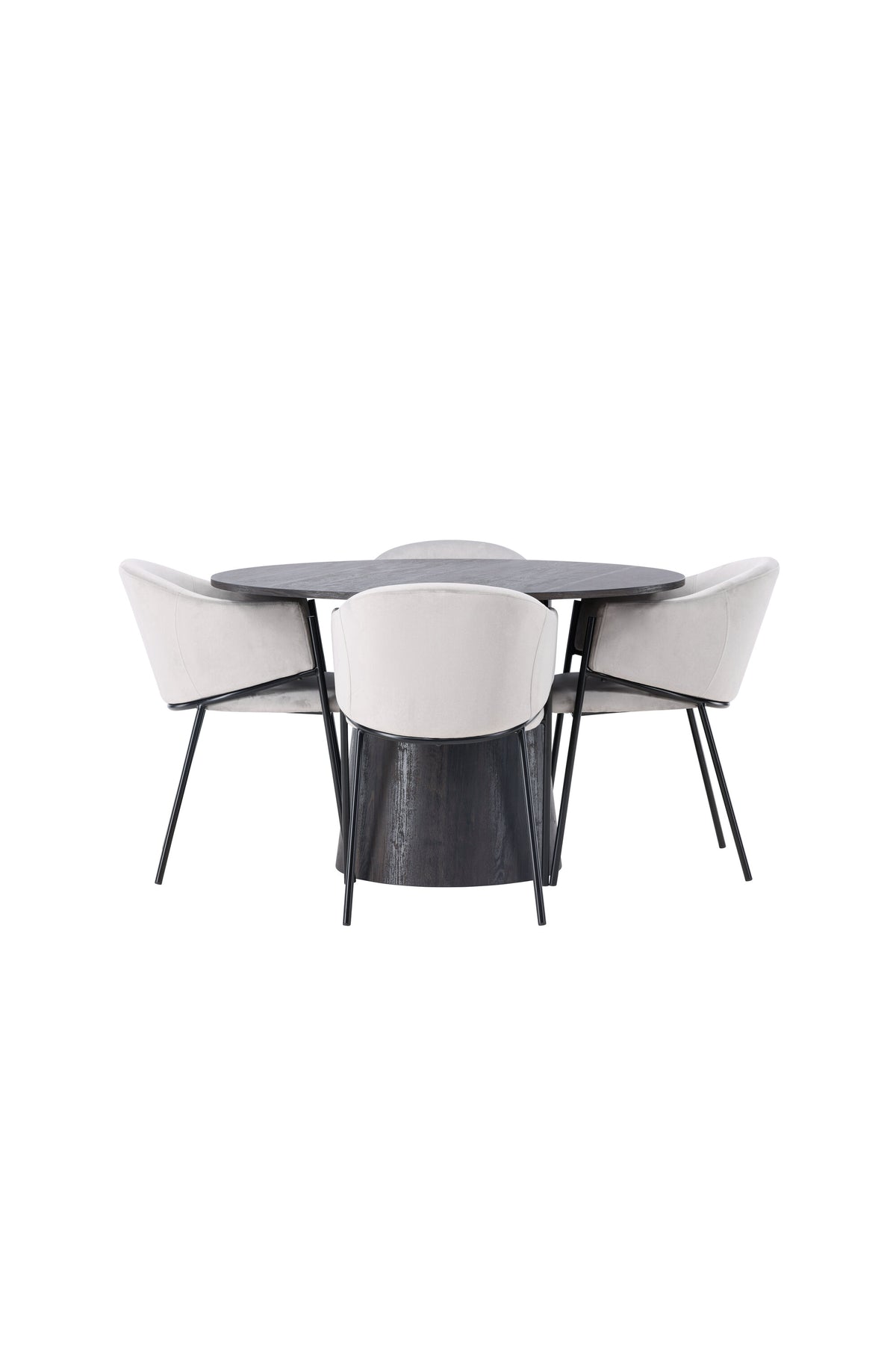 Lanzo Matbord med Evelina Stolarna – Bord: ⌀120 Stol: 62x80x54