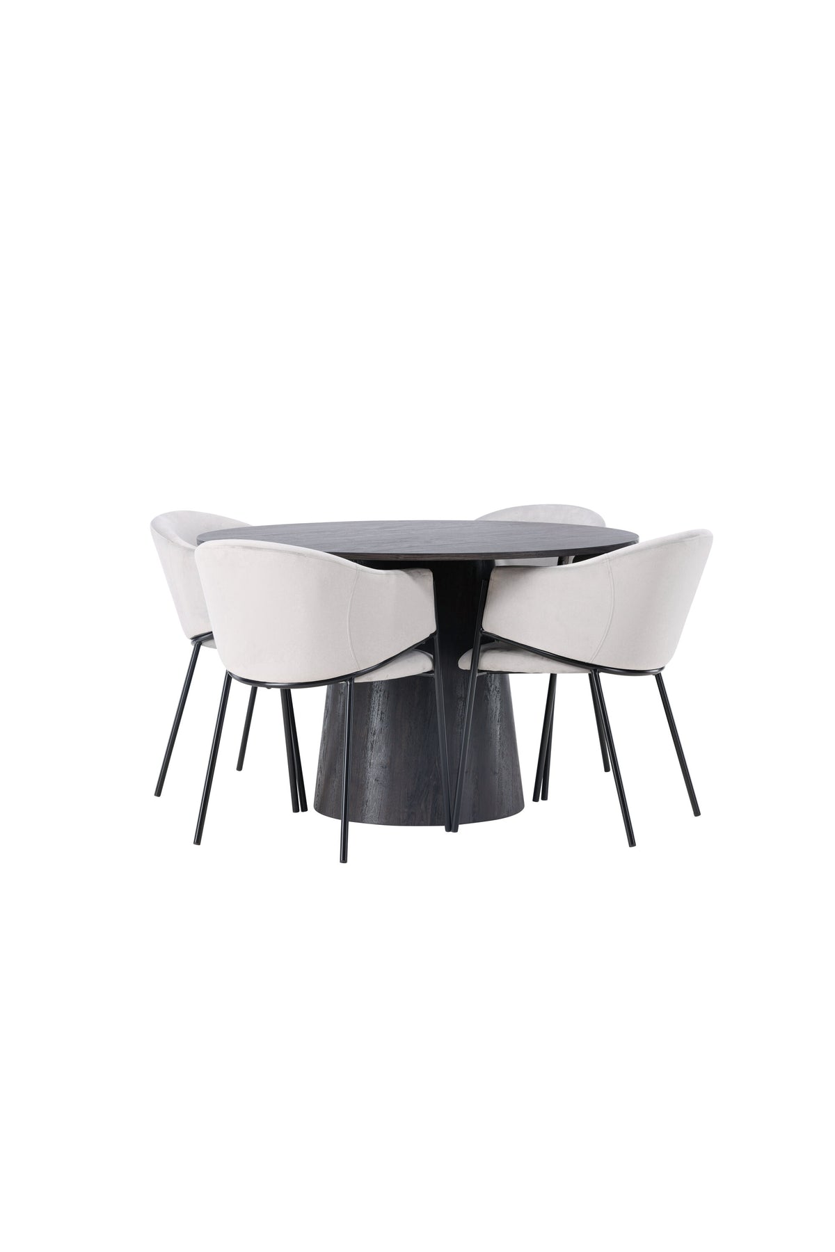Lanzo Matbord med Evelina Stolarna – Bord: ⌀120 Stol: 62x80x54