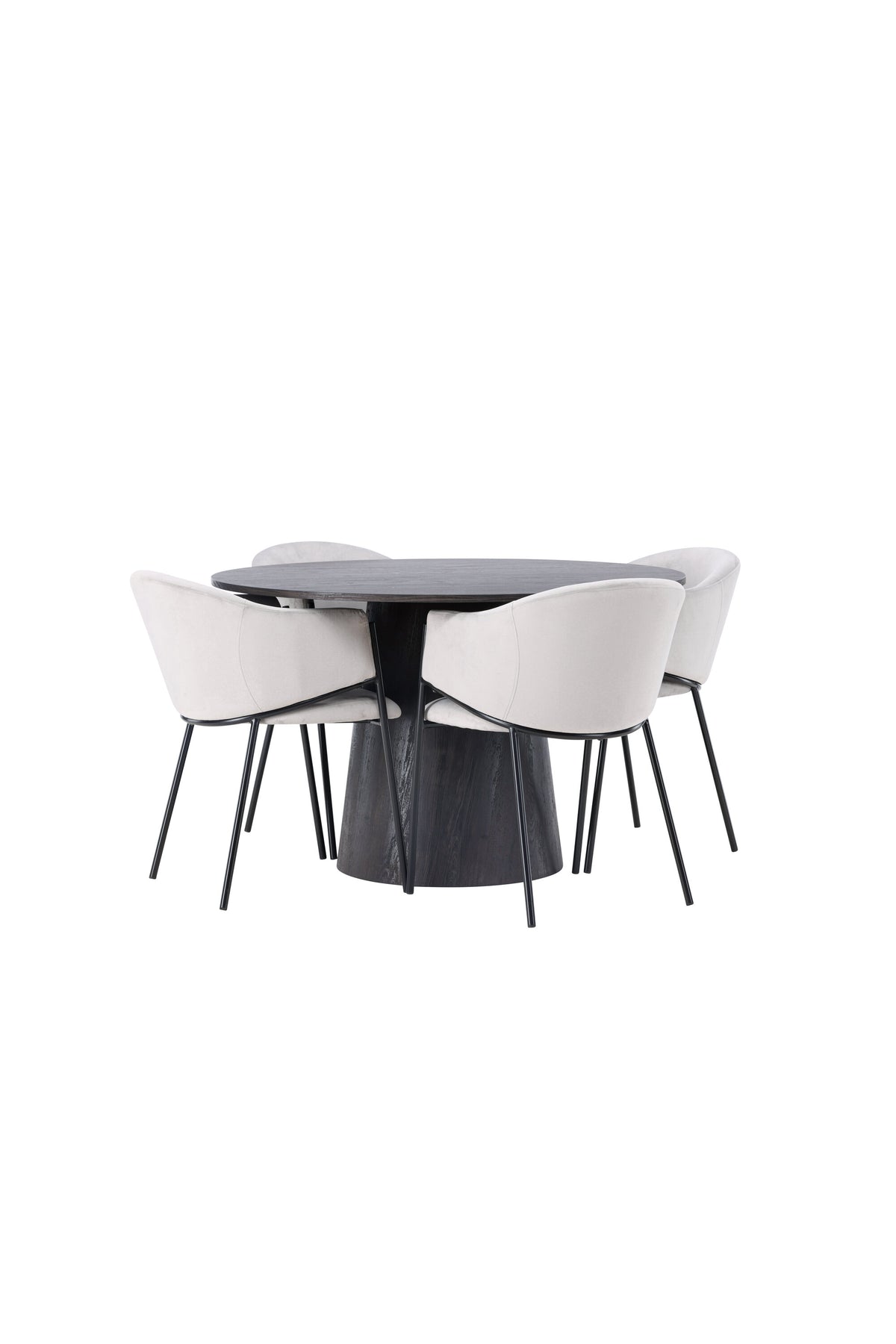 Lanzo Matbord med Evelina Stolarna – Bord: ⌀120 Stol: 62x80x54