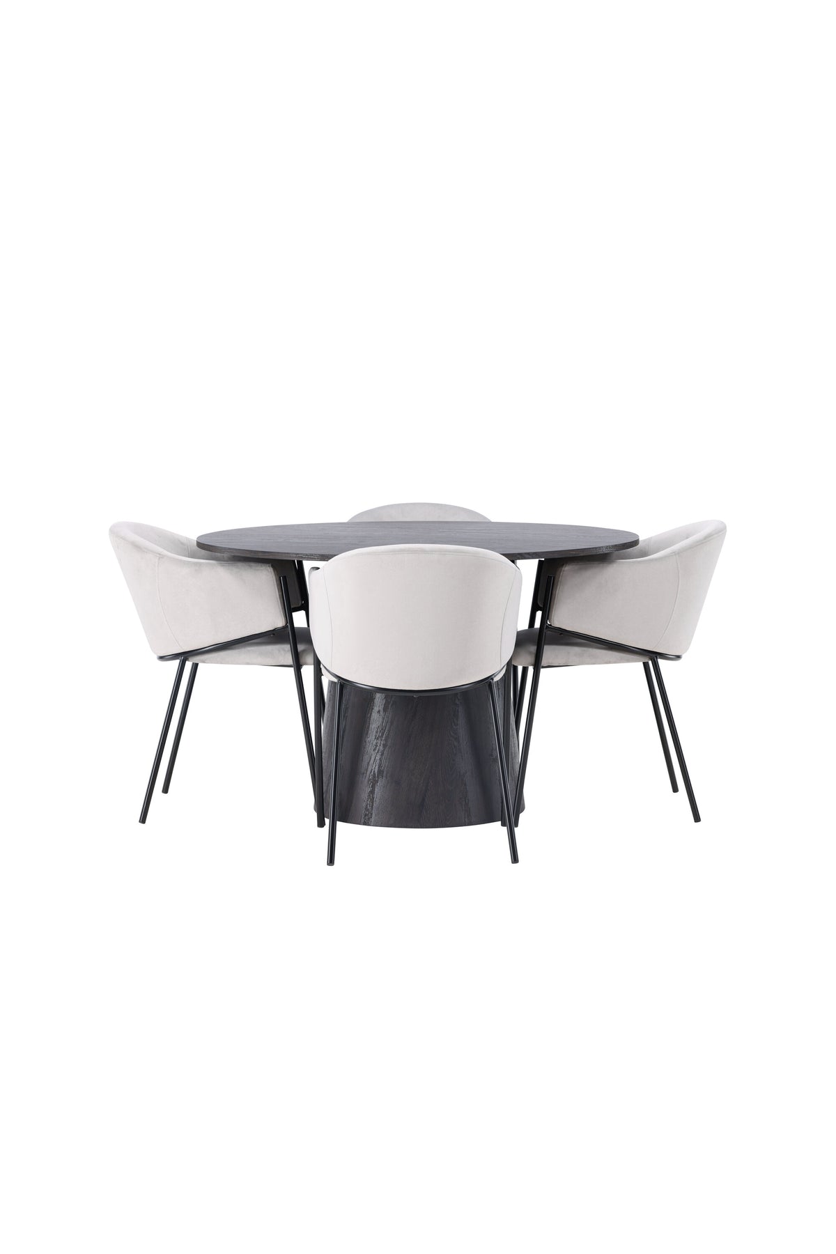 Lanzo Matbord med Evelina Stolarna – Bord: ⌀120 Stol: 62x80x54