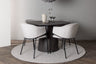 Lanzo Matbord med Evelina Stolarna – Bord: ⌀120 Stol: 62x80x54