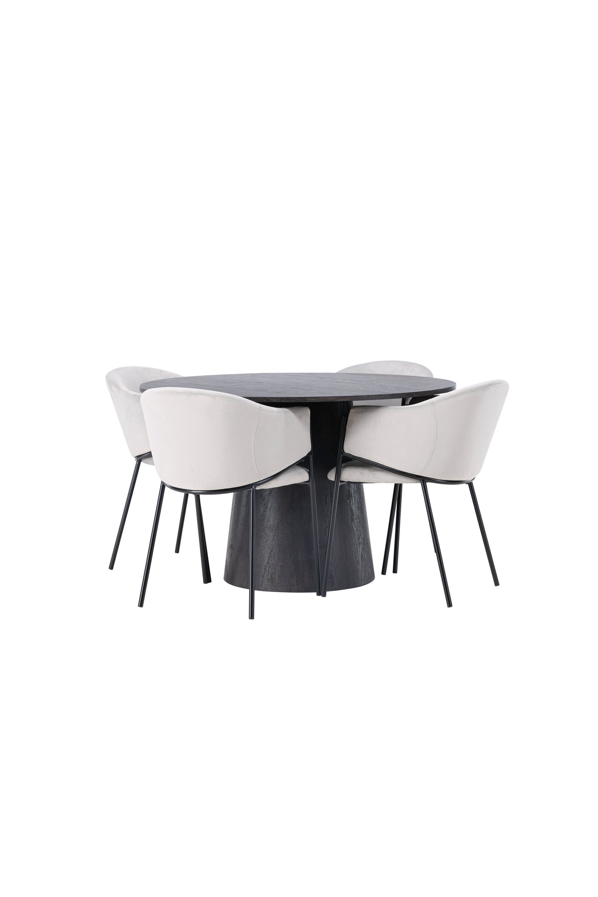 Lanzo Matbord med Evelina Stolarna – Bord: ⌀120 Stol: 62x80x54