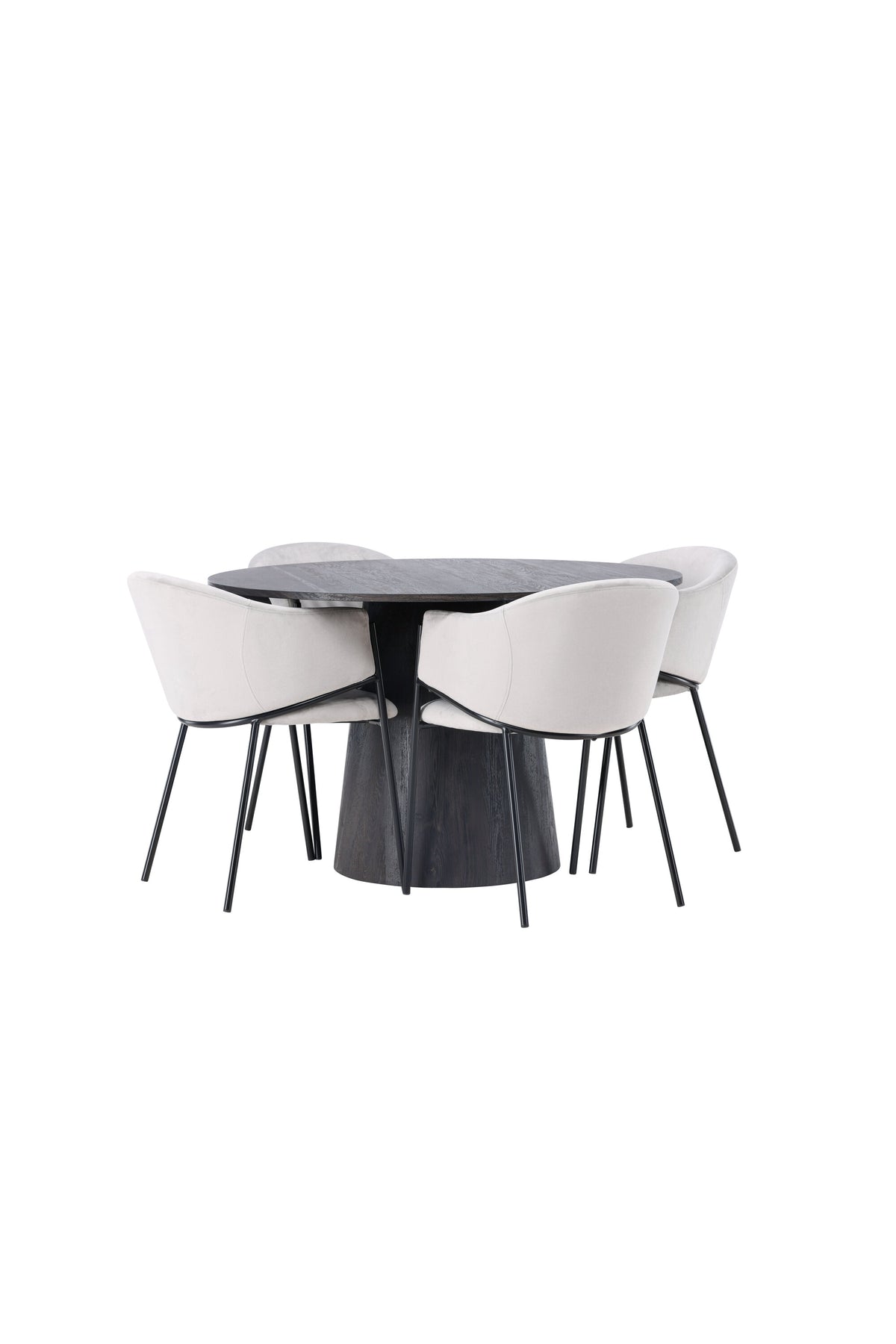 Lanzo Matbord med Evelina Stolarna – Bord: ⌀120 Stol: 62x80x54