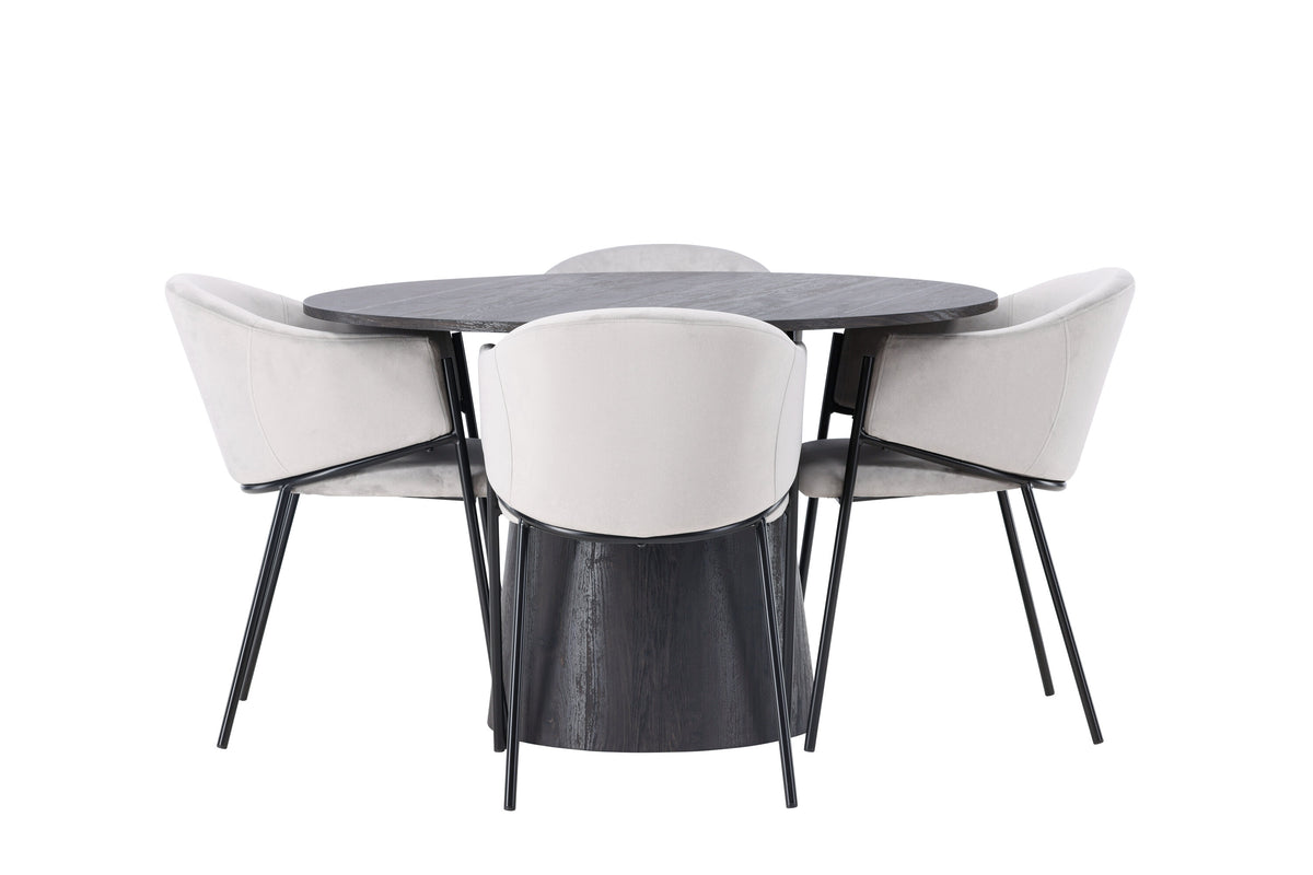 Lanzo Matbord med Evelina Stolarna – Bord: ⌀120 Stol: 62x80x54