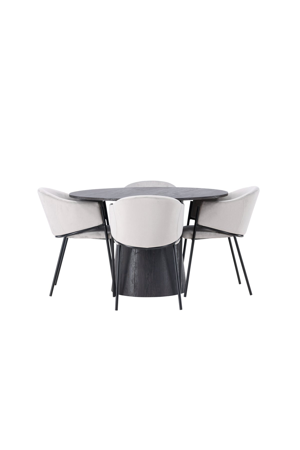 Lanzo Matbord med Evelina Stolarna – Bord: ⌀120 Stol: 62x80x54