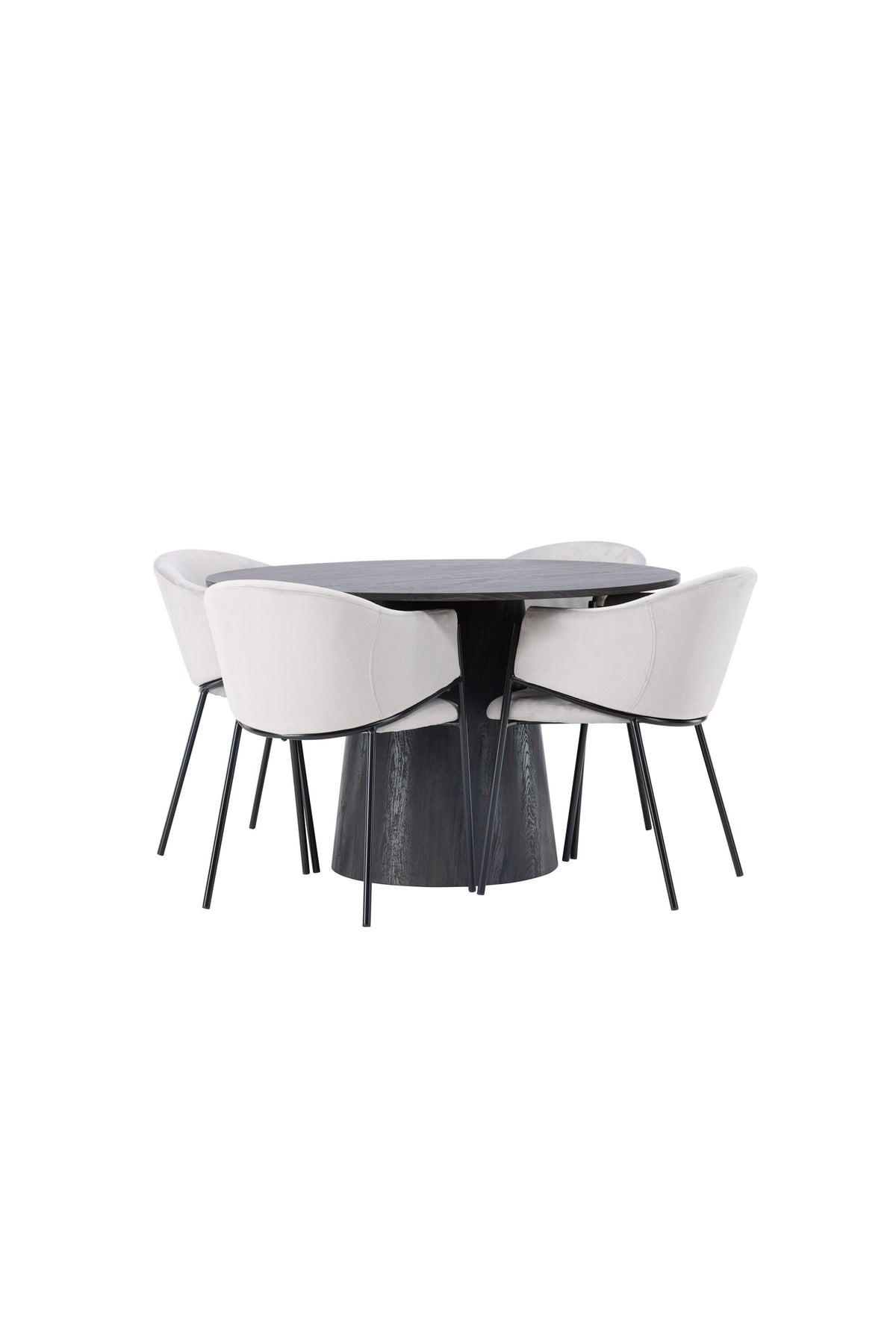 Lanzo Matbord med Evelina Stolarna – Bord: ⌀120 Stol: 62x80x54