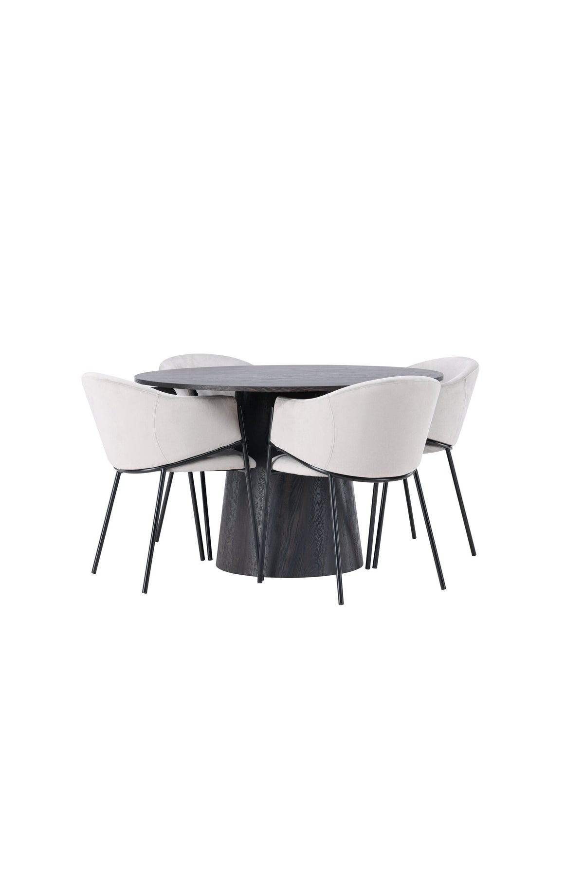 Lanzo Matbord med Evelina Stolarna – Bord: ⌀120 Stol: 62x80x54